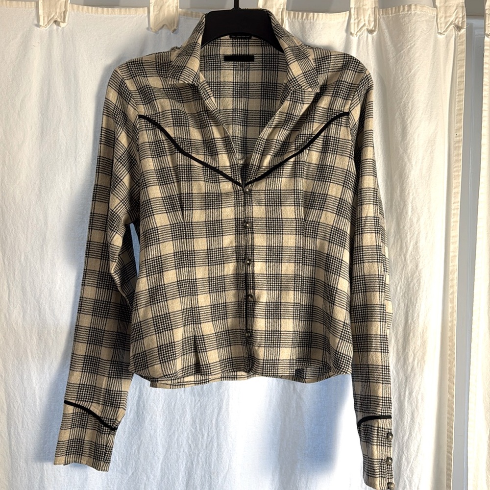 Mother button up plaid shirt